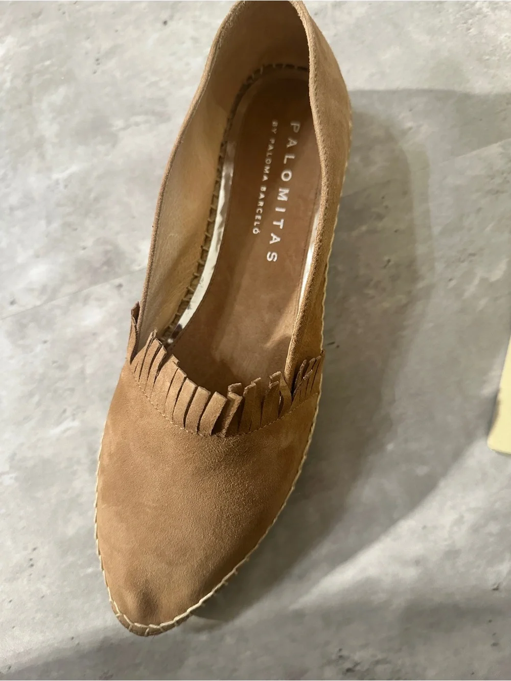 Paloma Barceló Daniela Tan Suede Espadrille Flats with Fringe